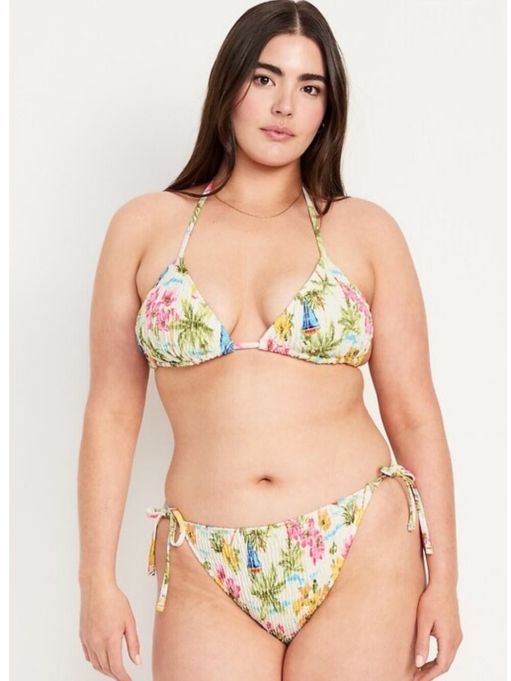 Old Navy Textured Triangle String Bikini Set Top M Bottom S New Swim